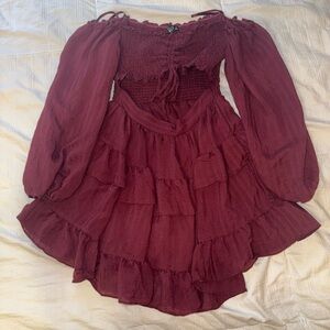 Windsor Maroon Textured Dress